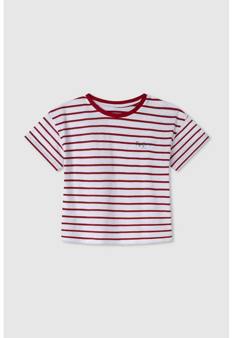 Tricou cu decolteu la baza gatului si dungi