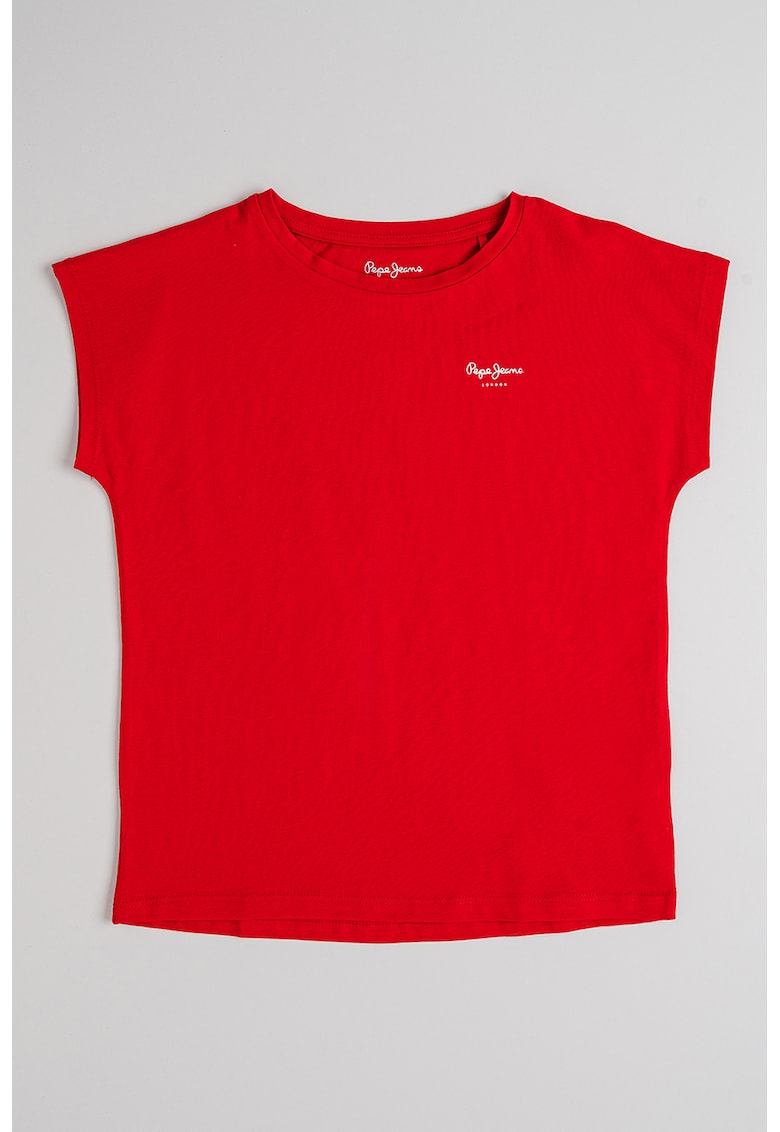 Tricou cu decolteu la baza gatului si logo discret Bloomy N - Rosu