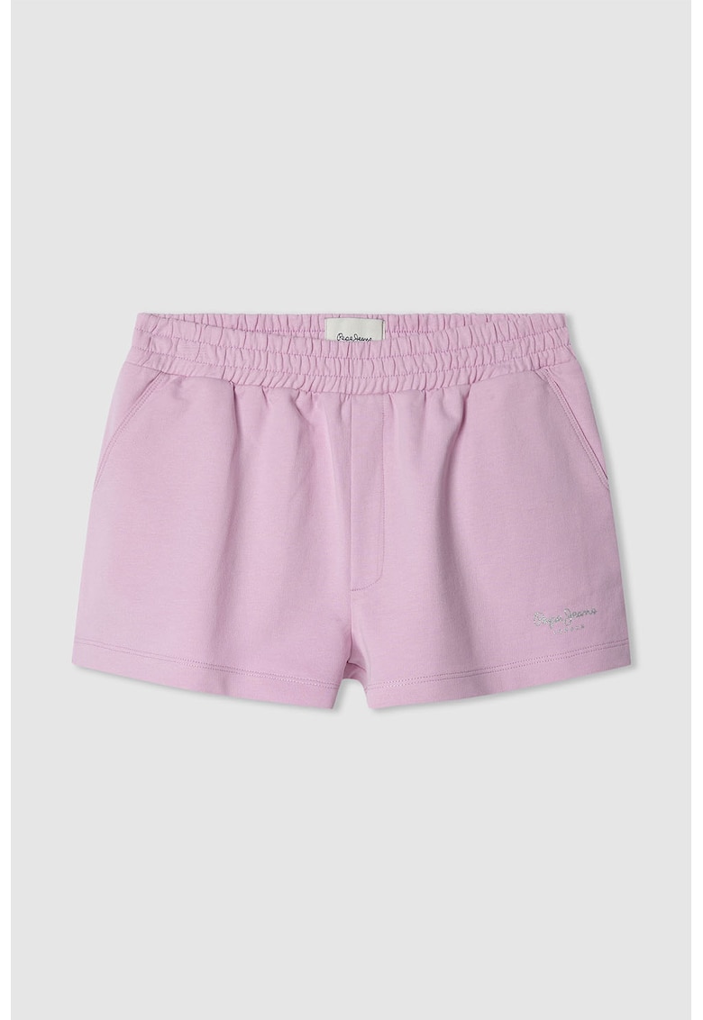 Pantaloni scurti cu logo stralucitor - Roz pastel