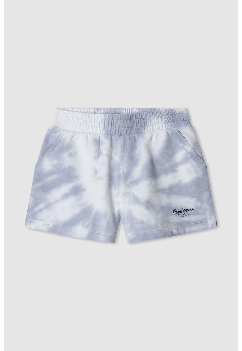 Pantaloni scurti cu aspect tie-dye - Albastru prafuit/Alb murdar