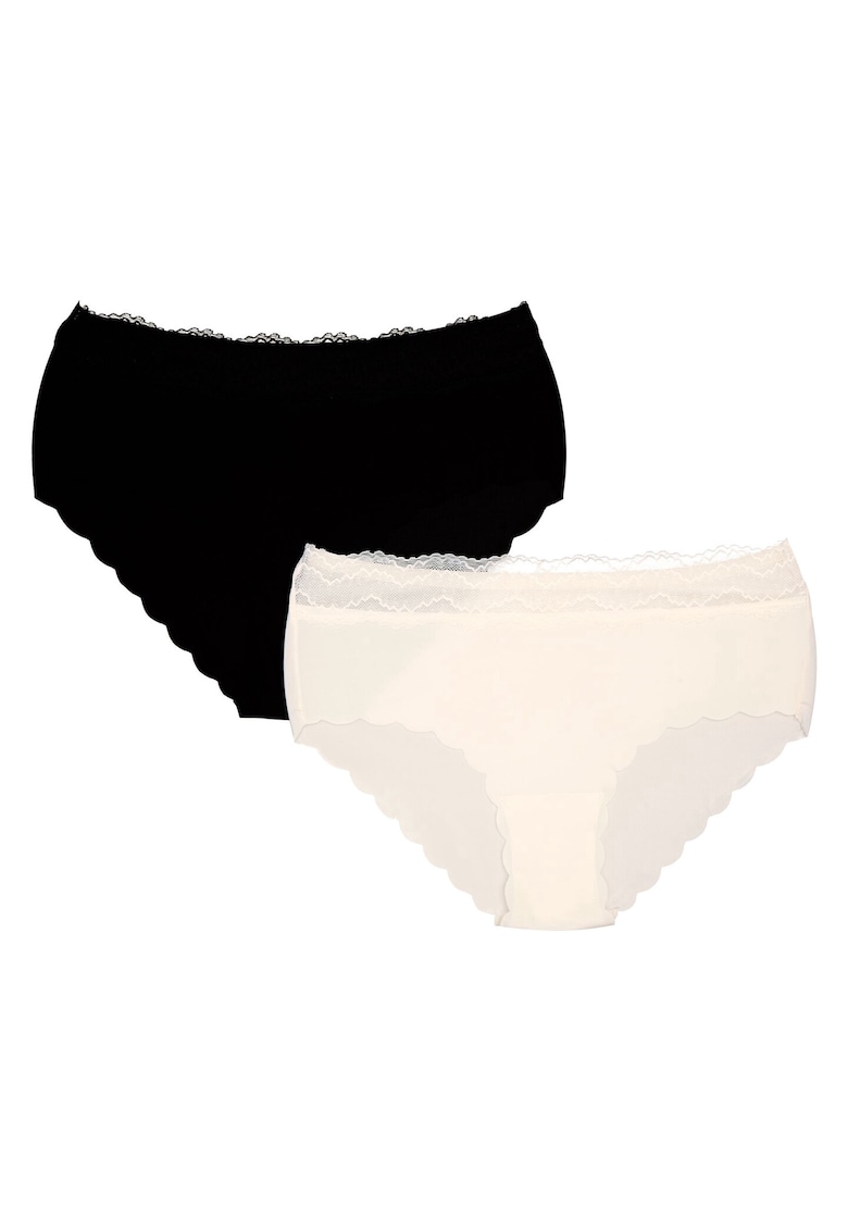 Chiloti cu talie ridicata Pola set de 2 negru - crem