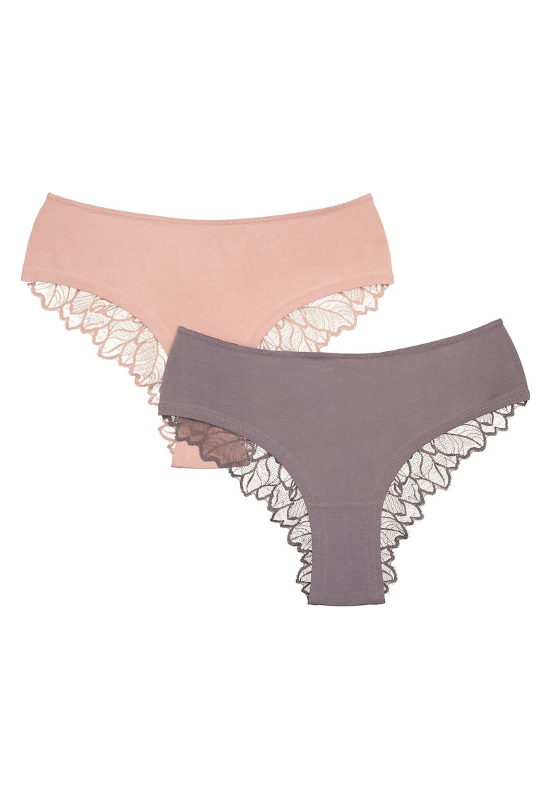 Chiloti de croaiala sorti Pelia set de 2 Roz murdar - gri