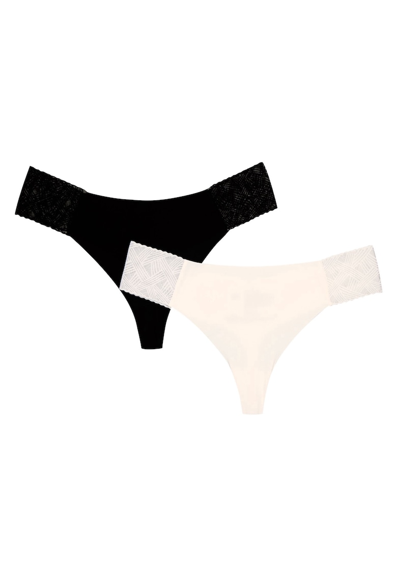 Chiloti stringi Piri set de 2 negru - crem - Multicolor