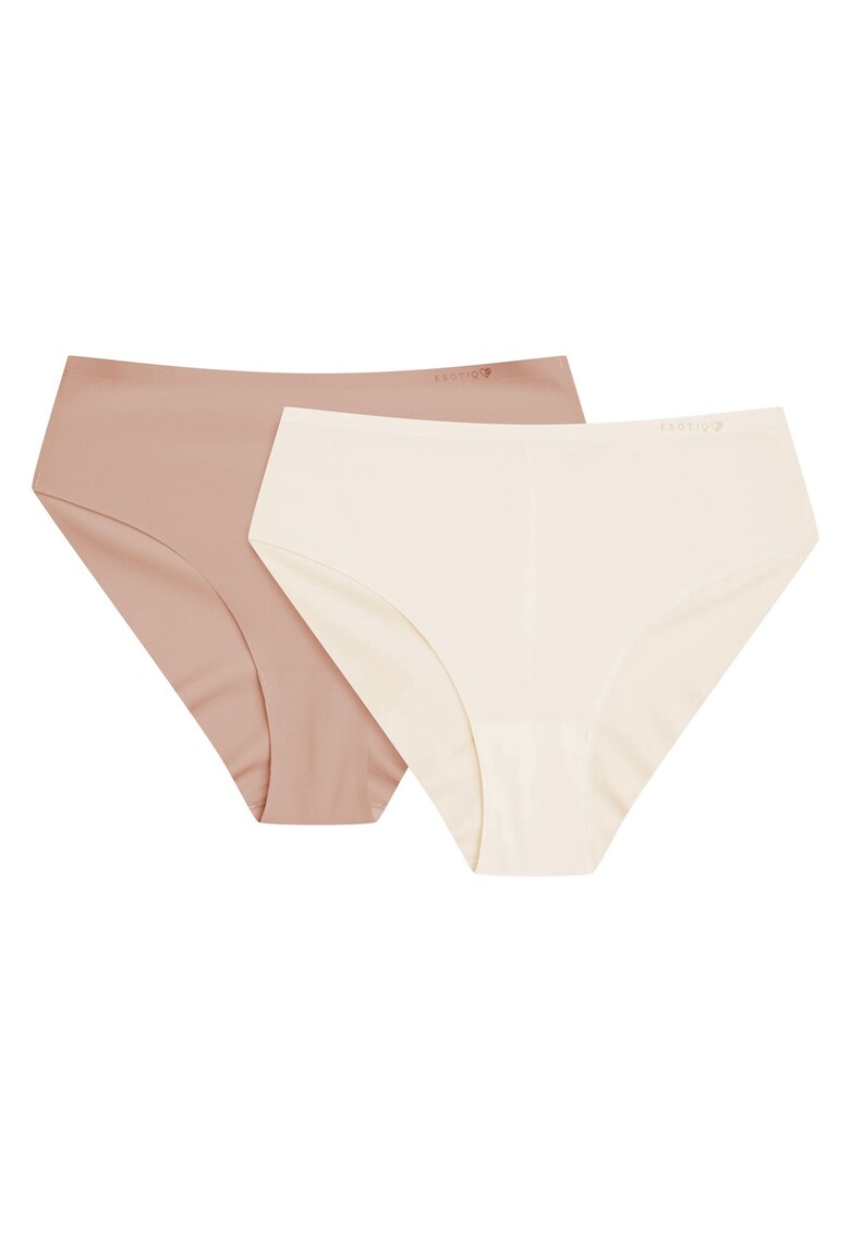 Chiloti cu talie ridicata Pepper set de 2 Roz murdar - crem