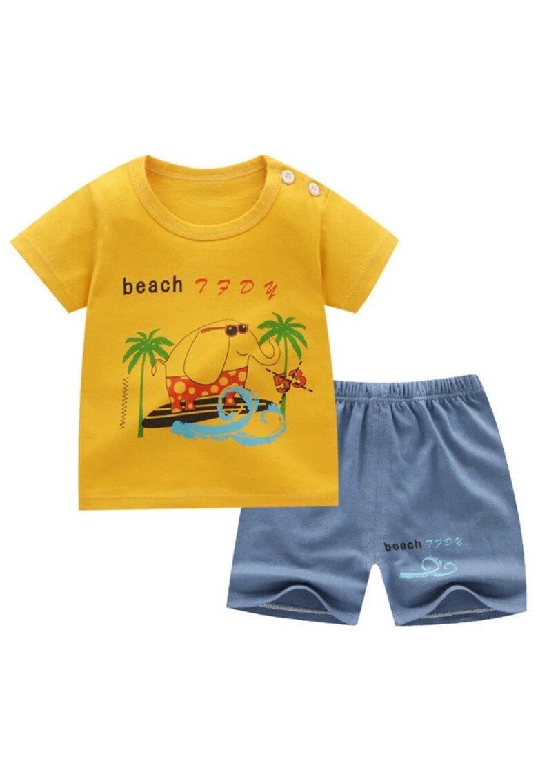 Compleu Model Beach - Bumbac - Baieti - Maneca scurta - Multicolor - Multicolor