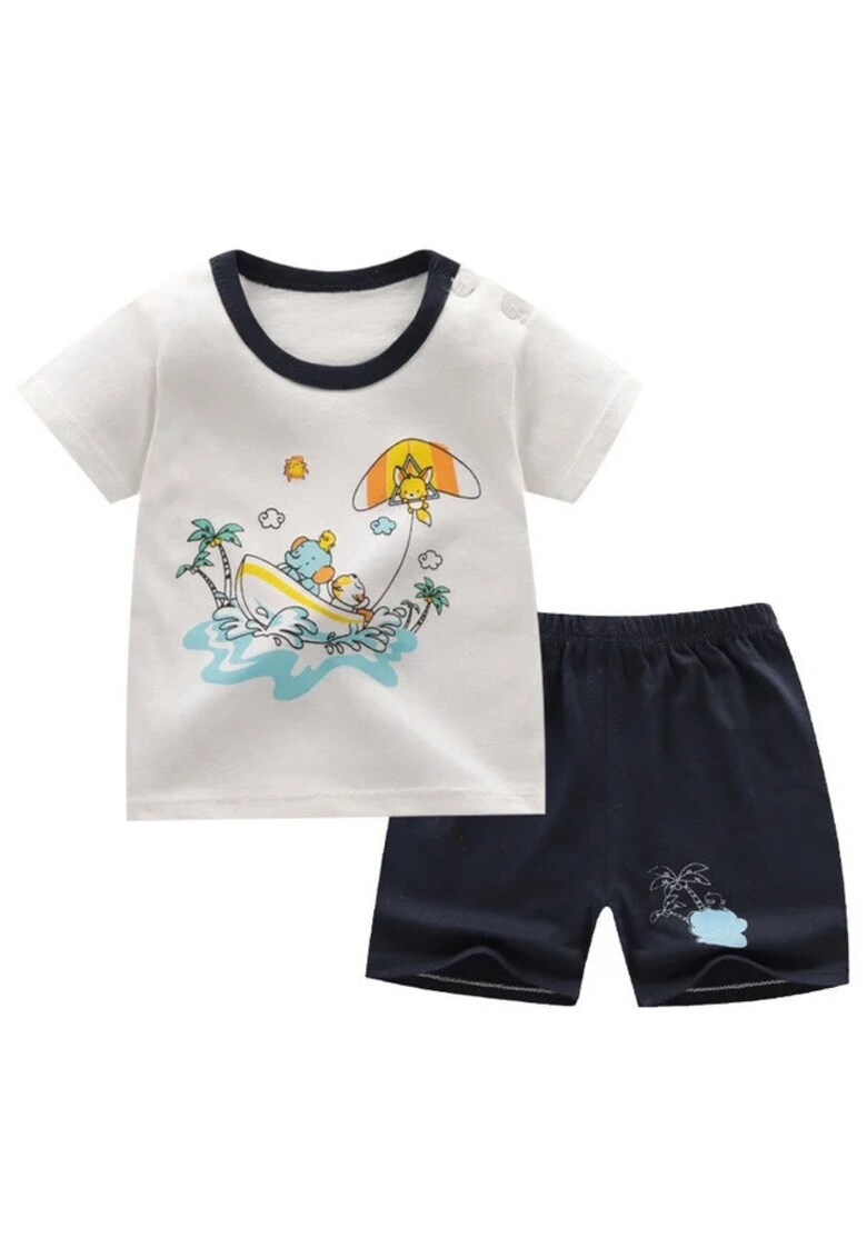 Compleu Model Surfing - Bumbac - Baieti - Maneca scurta - Multicolor - Multicolor