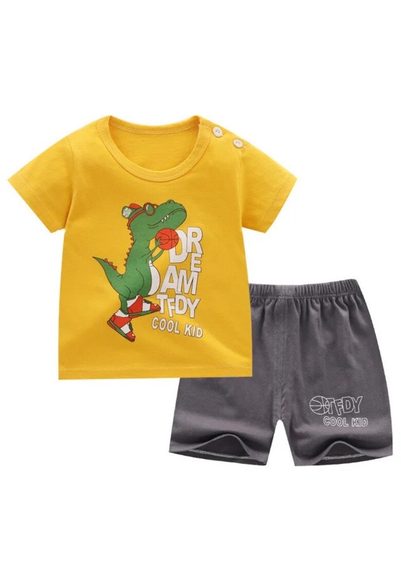 Compleu Model Dino Baschetbalist - Bumbac - Baieti - Maneca scurta - Multicolor - Multicolor