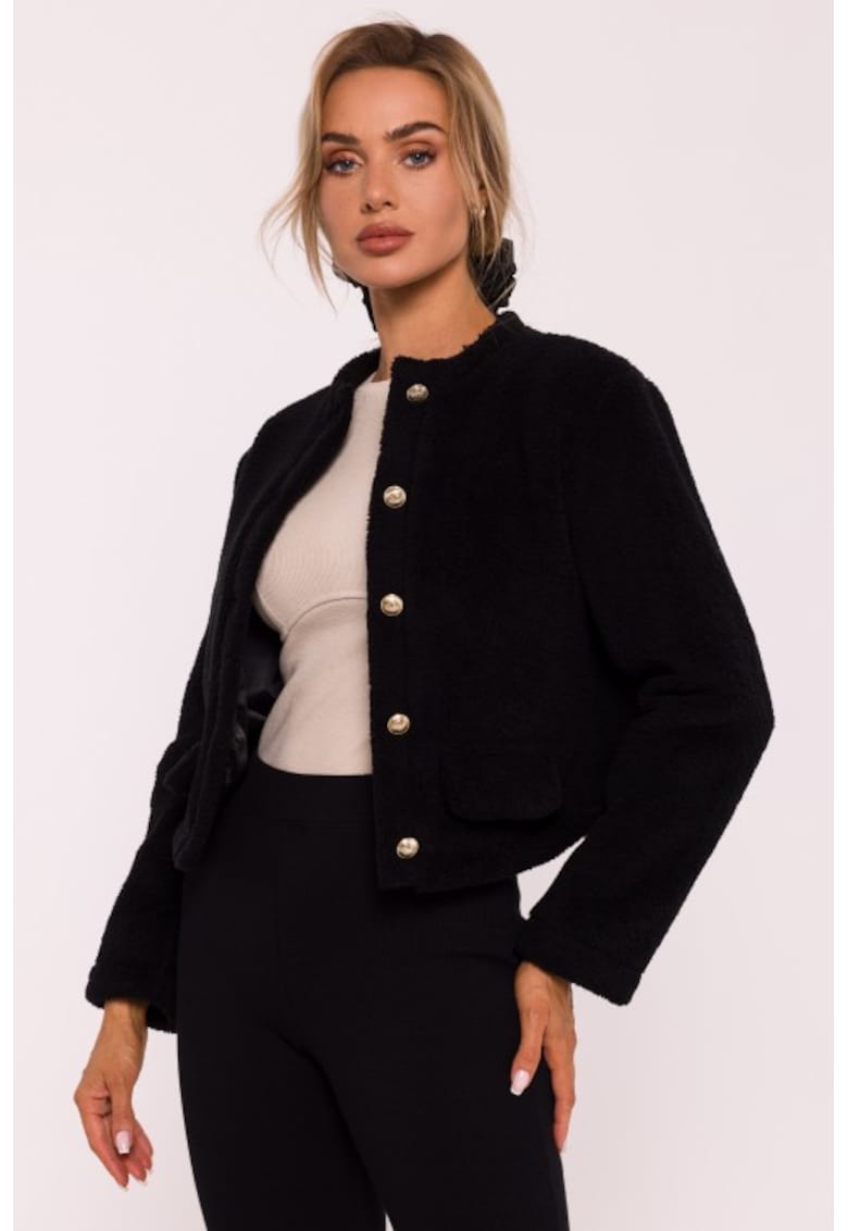 Blazer scurt din tricot tip plus - Negru