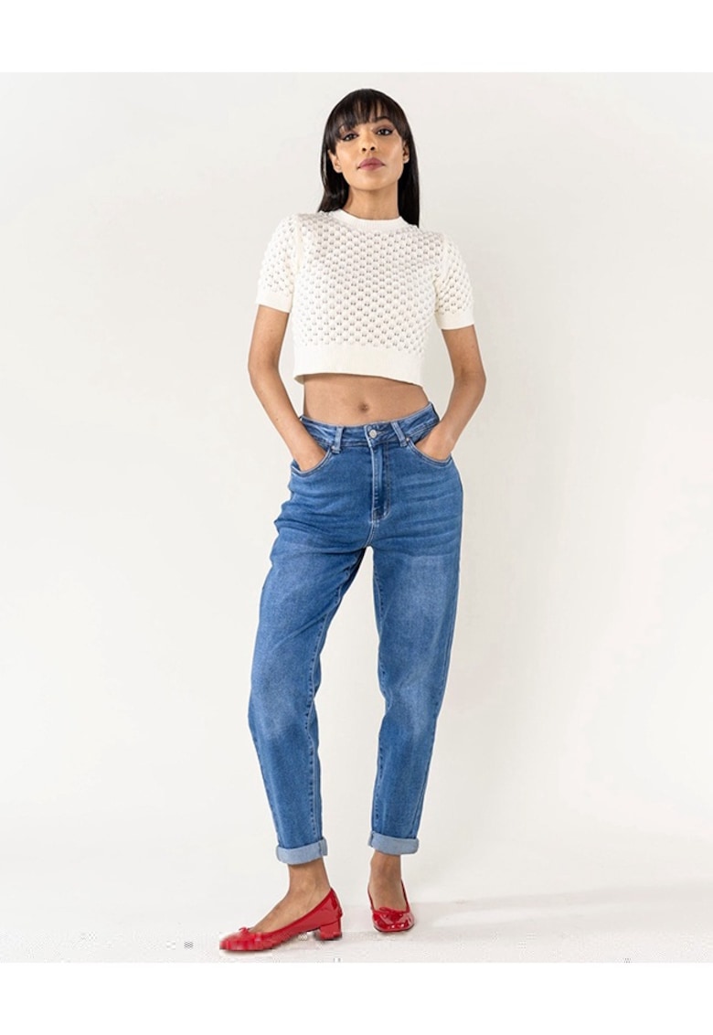 Blugi dama Mom Fit - albastru - Cod P505-52 203