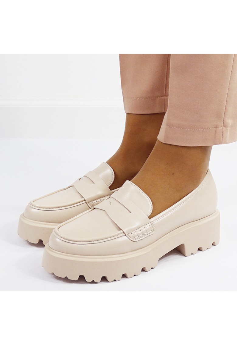 Pantofi bej de tip loafers H8-359 M2 16562