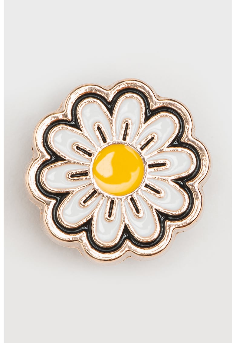 Talisman cu model cu floare Jibbitz™ - Alb/Auriu