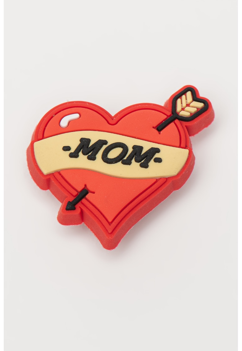 Talisman in forma de inima - pentru saboti Jibbitz - Galben pal/Rosu vermillion