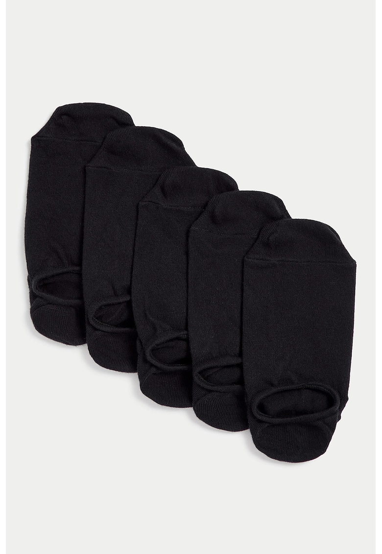 Set de sosete pana la glezna cu model uni - 5 perechi