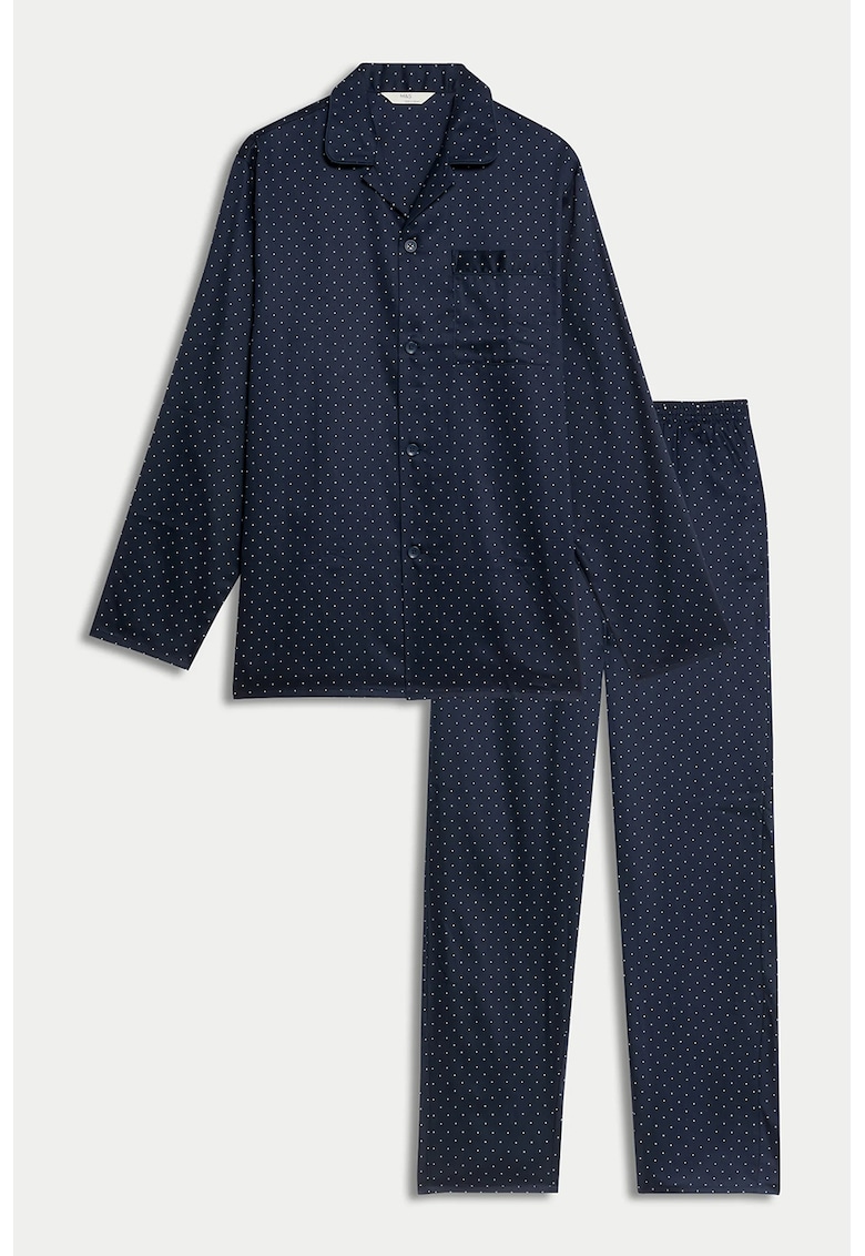 Pijama din bumbac cu model - Albastru ultramarin