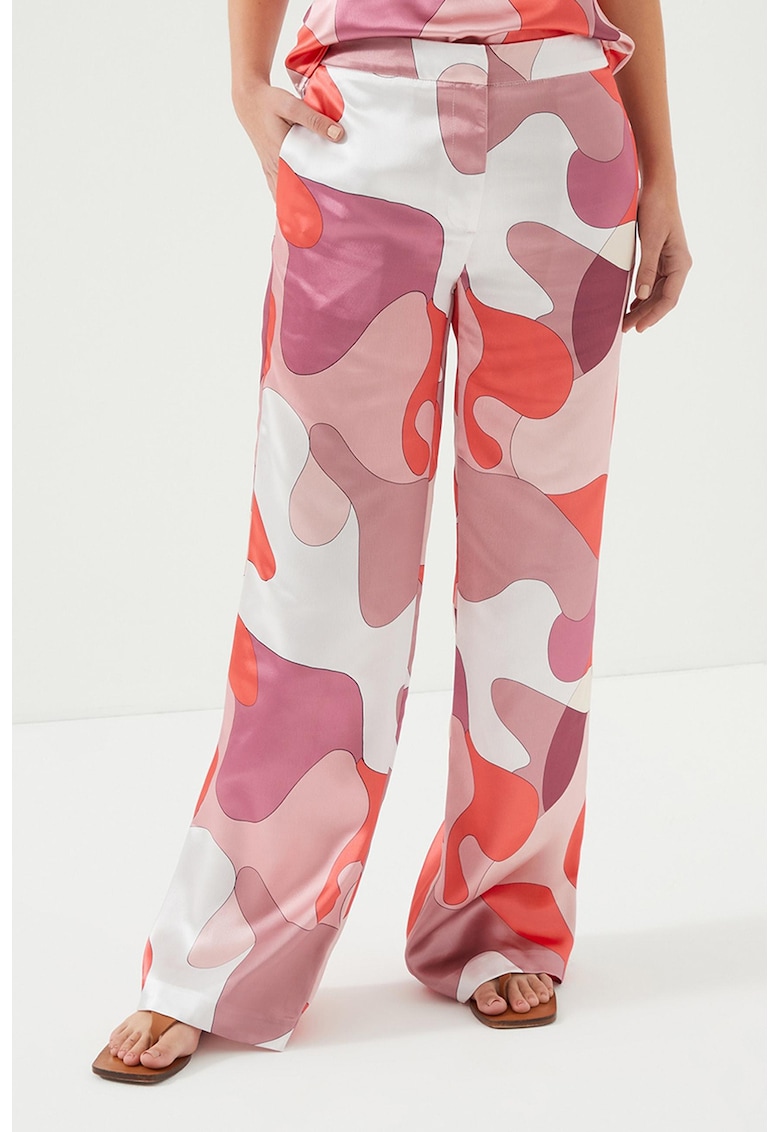 Pantaloni drepti cu model abstract