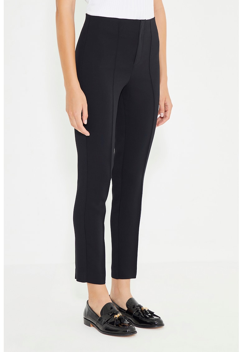 Pantaloni crop cu croiala slim-fit si cusaturi frontale