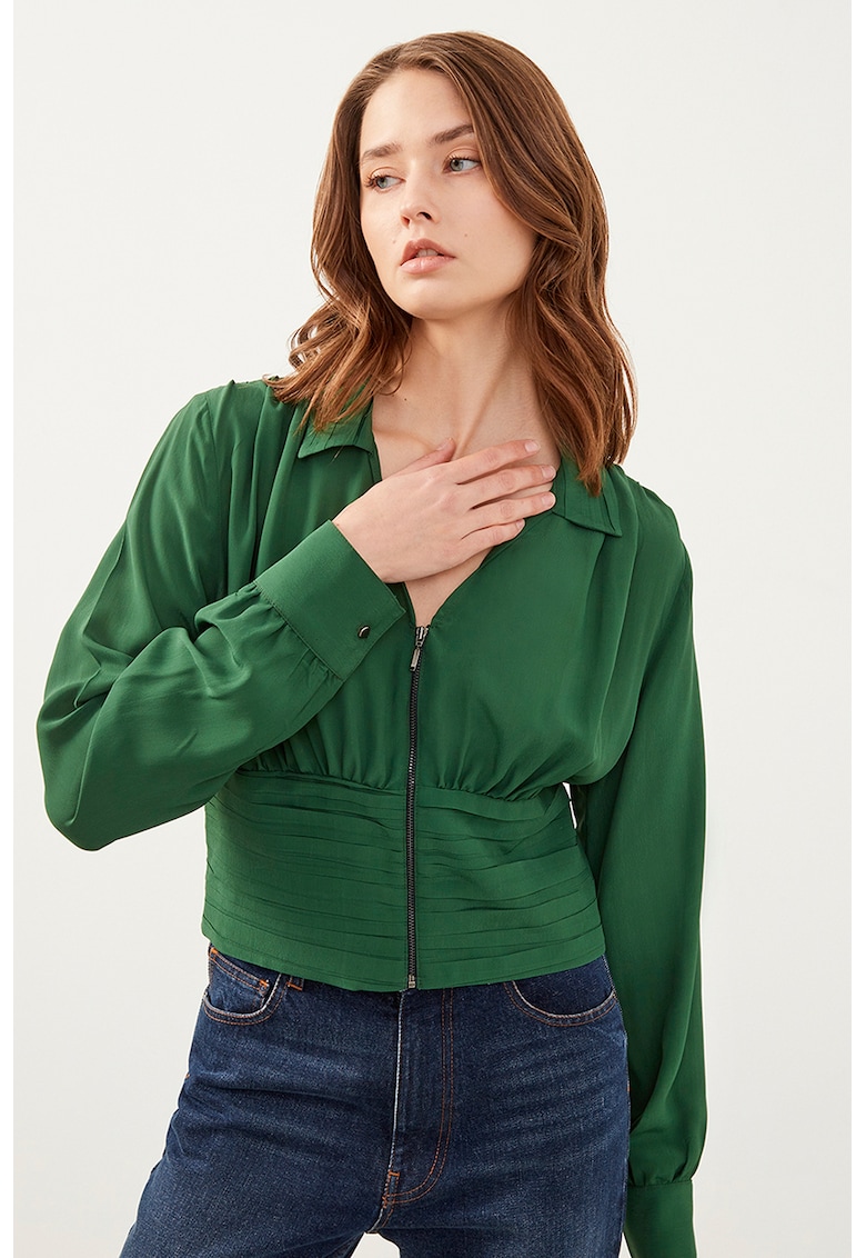 Bluza cu decolteu in V si fermoar