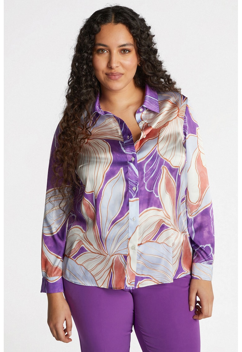 Camasa de satin cu imprimeu floral Camasa de satin cu imprimeu floral