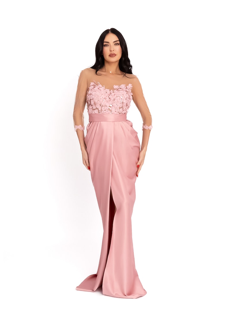 Rochie de satin cu detaliu floral