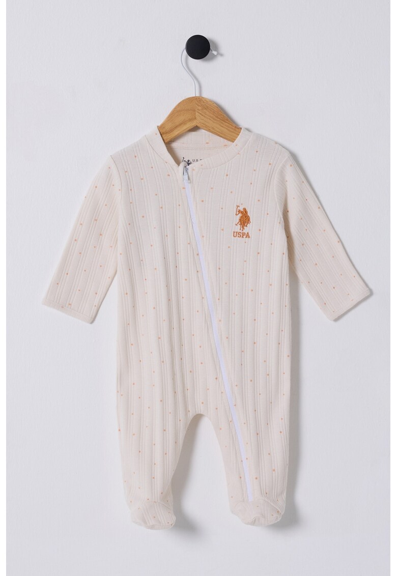 Salopeta de bumbac cu fermoar - Alb fildes