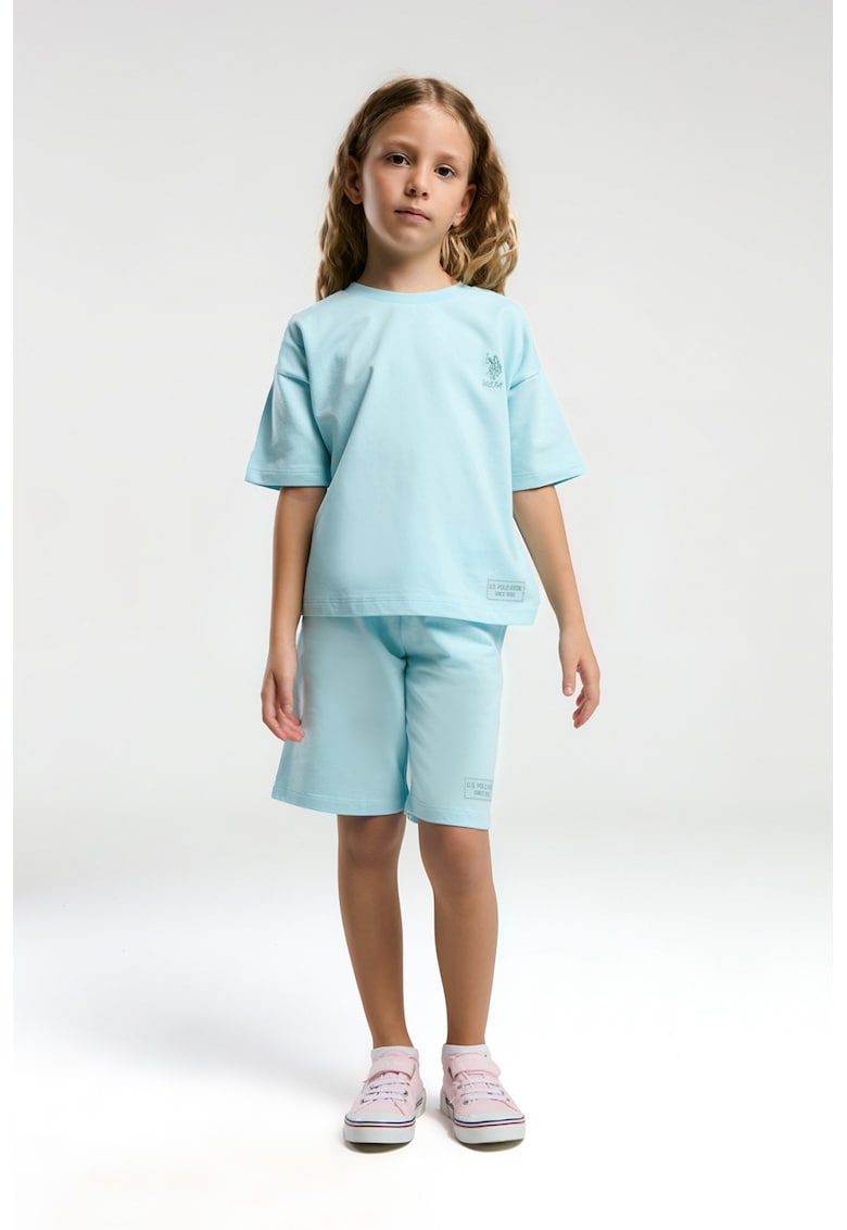 Set de tricou de bumbac cu logo si pantaloni scurti- 2 piese