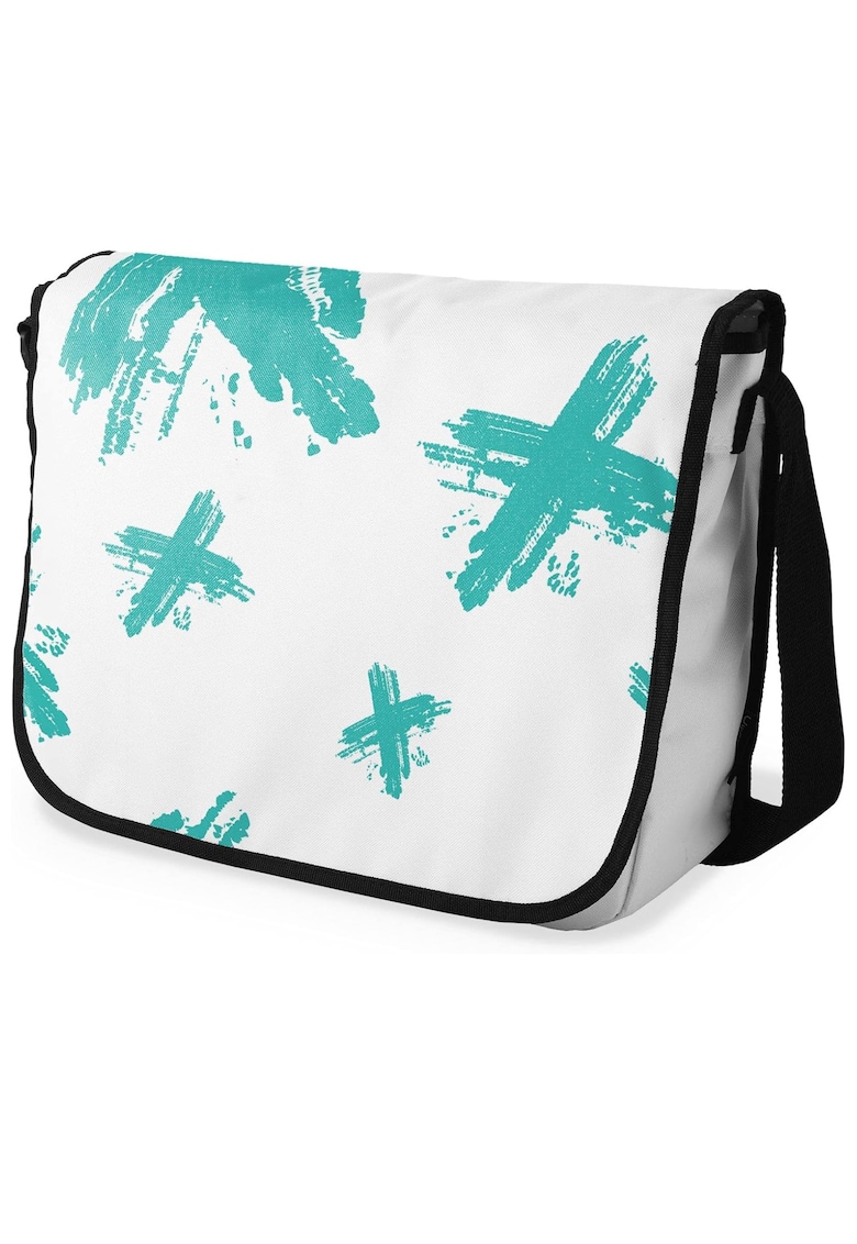 Geanta dama bumbac - bej/verde - 29x36cm