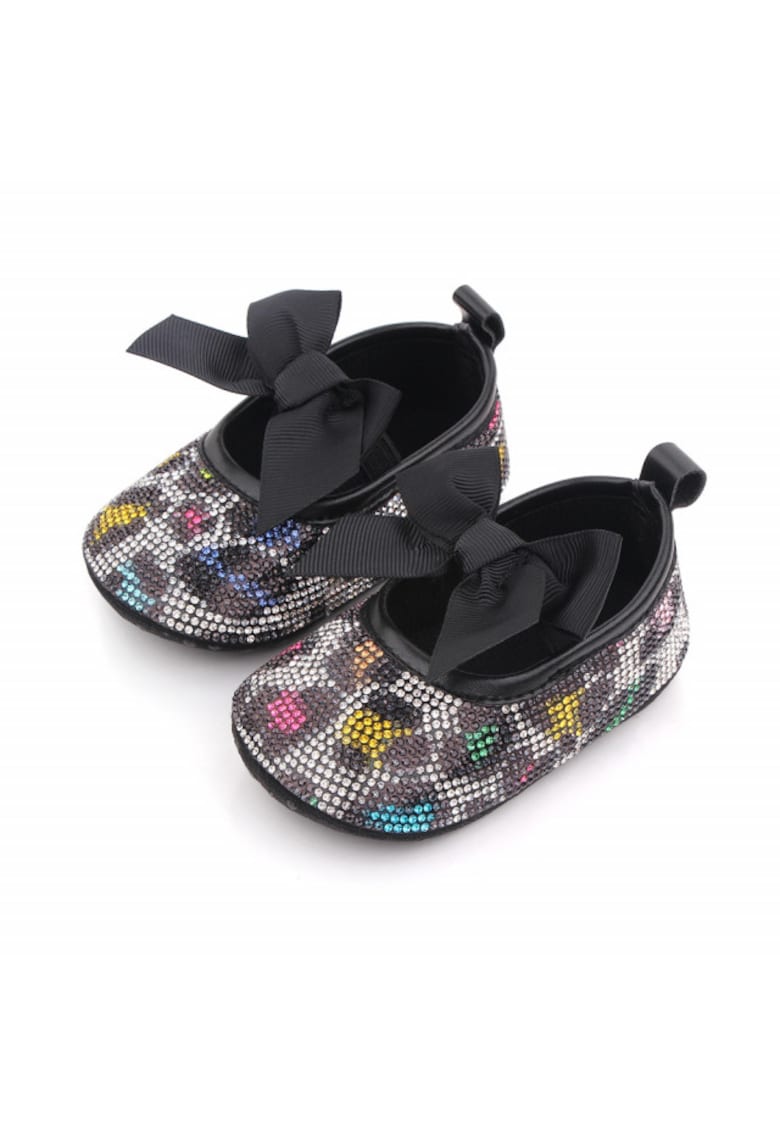 Pantofi Cu Strasuri Colorate - Model Leopard - Elegant - Textil - Fete - Fara inchidere - Multicolor