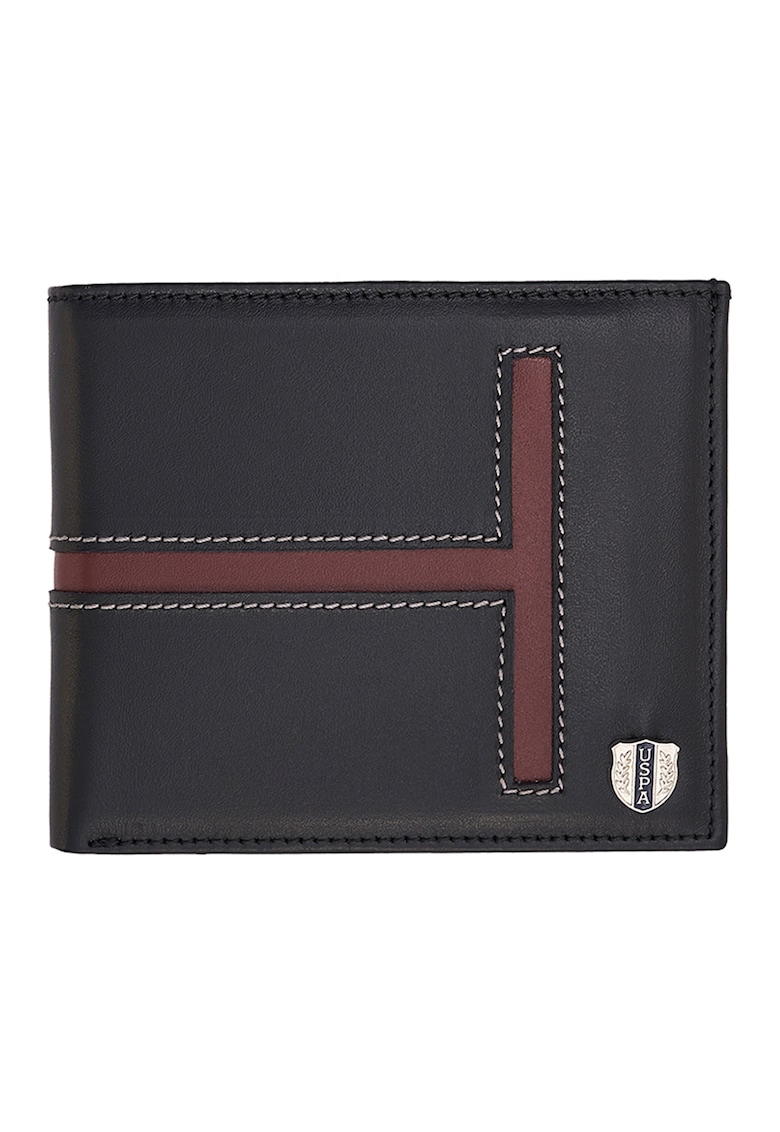 Portofel pliabil de piele cu detaliu contrastant