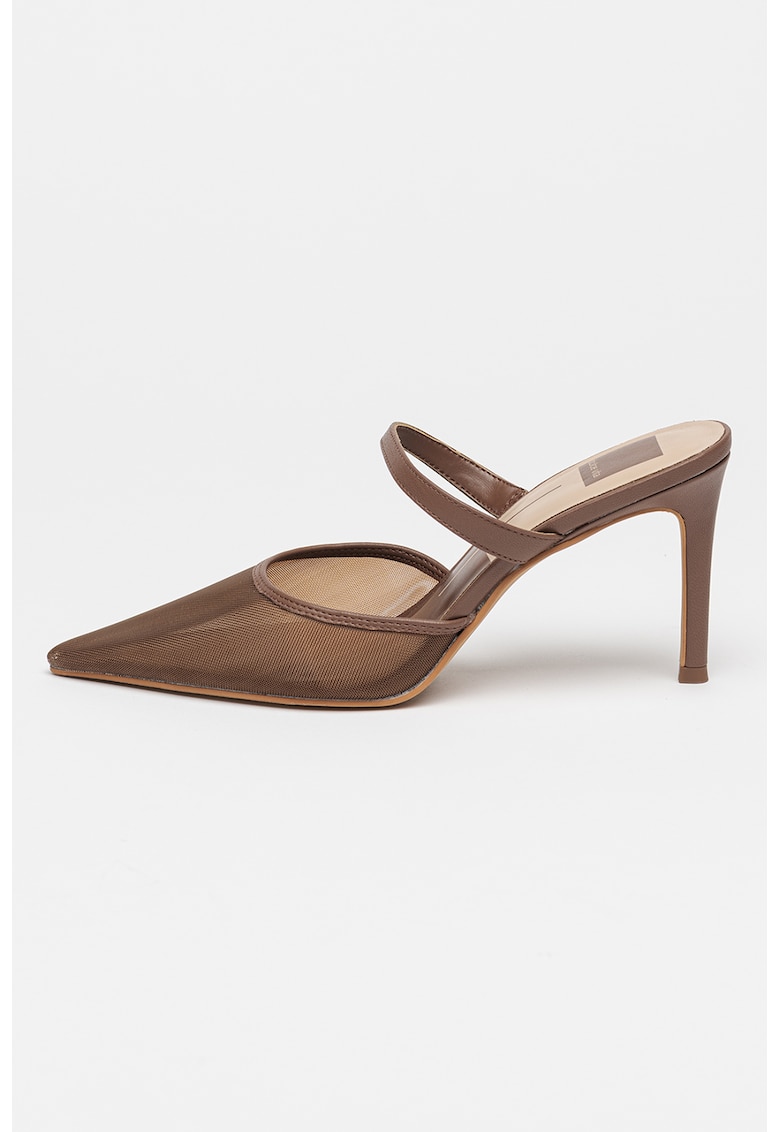 Pantofi cu varf ascutit de plasa - cu garnituri de piele Katik