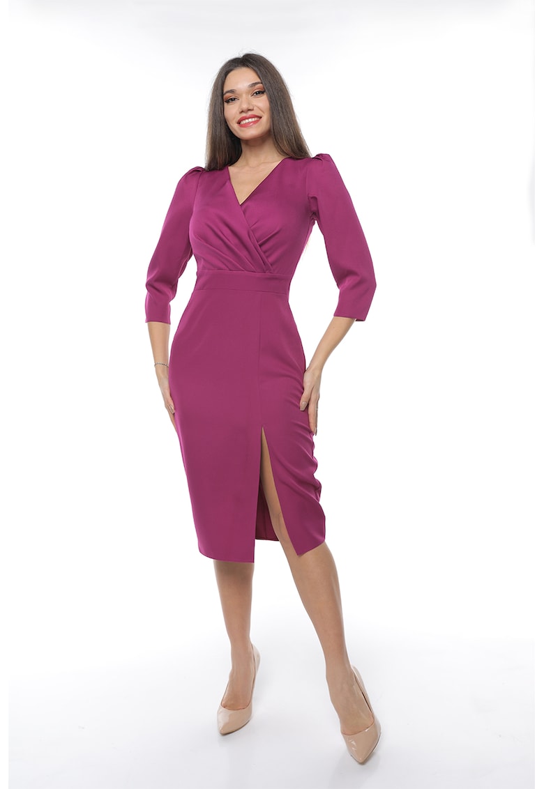 Rochie cu slit lateral si decolteu in V