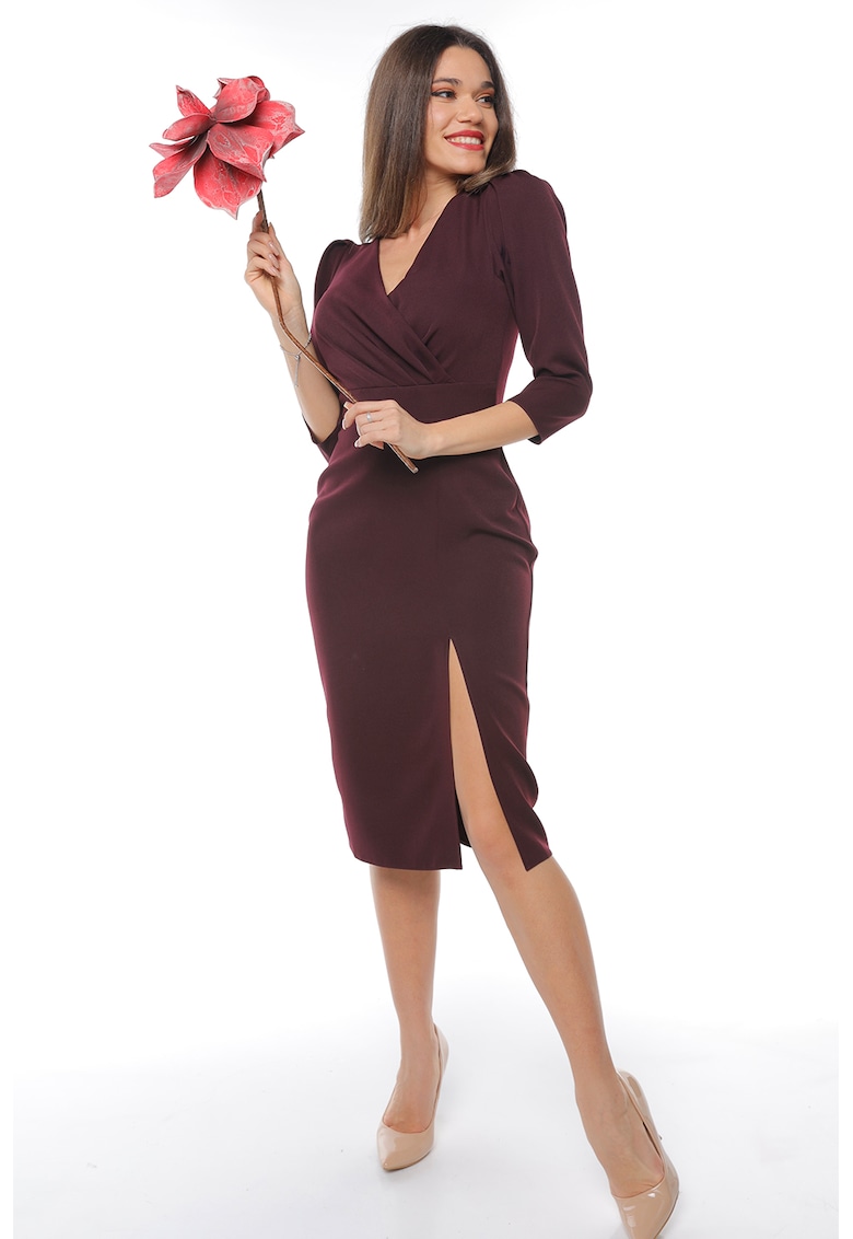 Rochie cu slit lateral si decolteu in V