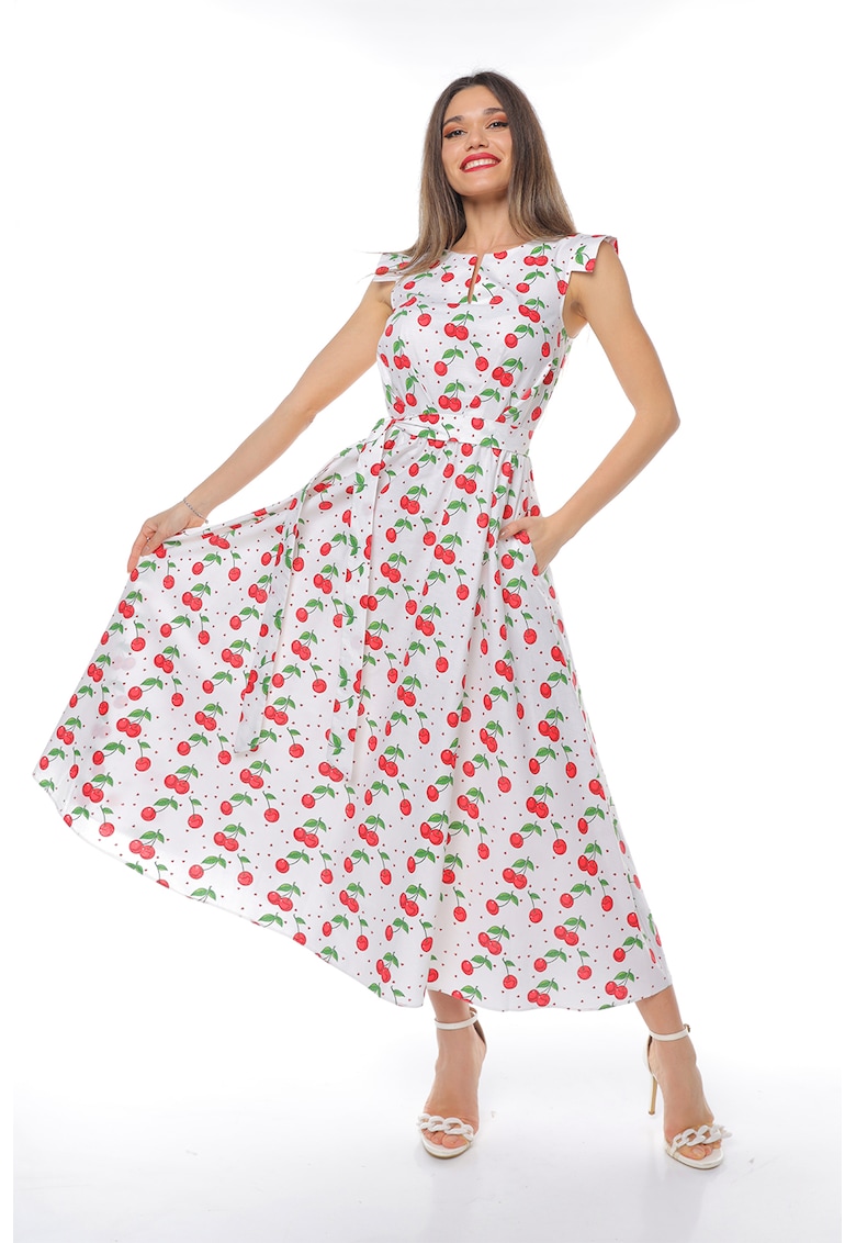 Rochie midi din bumbac cu un cordon
