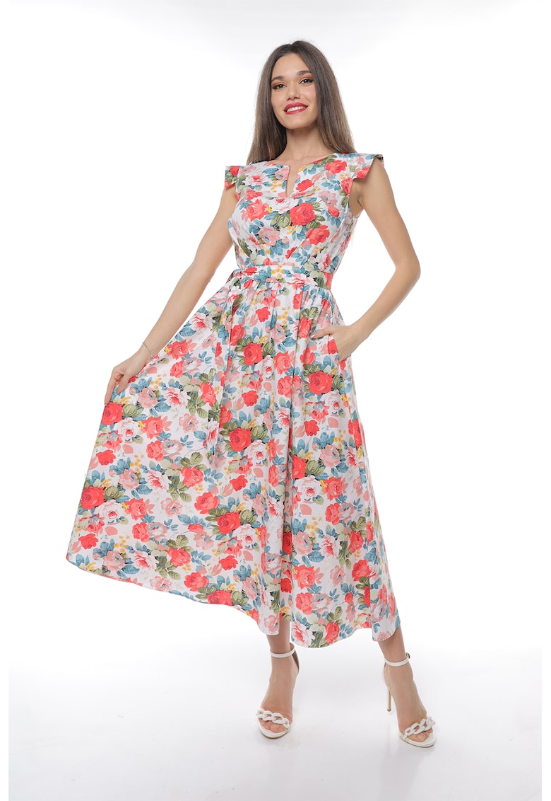 Rochie midi din bumbac cu un cordon