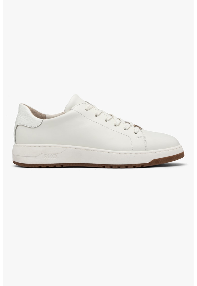 Pantofi sport de piele cu sireturi - Alb fildes