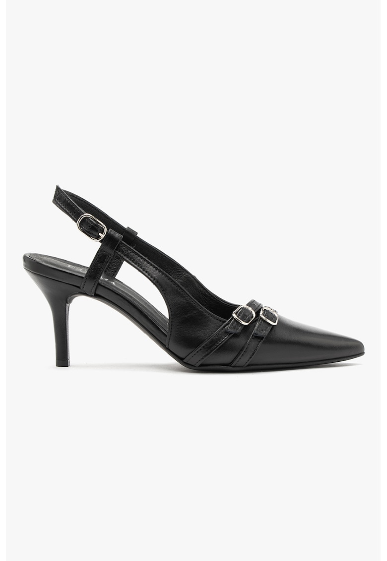 Pantofi de piele cu catarame Ofelia - Negru
