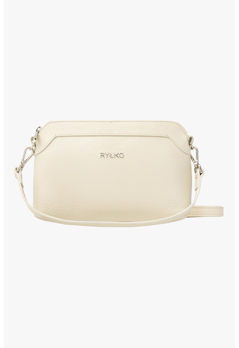 Geanta crossbody de piele cu logo - Bej
