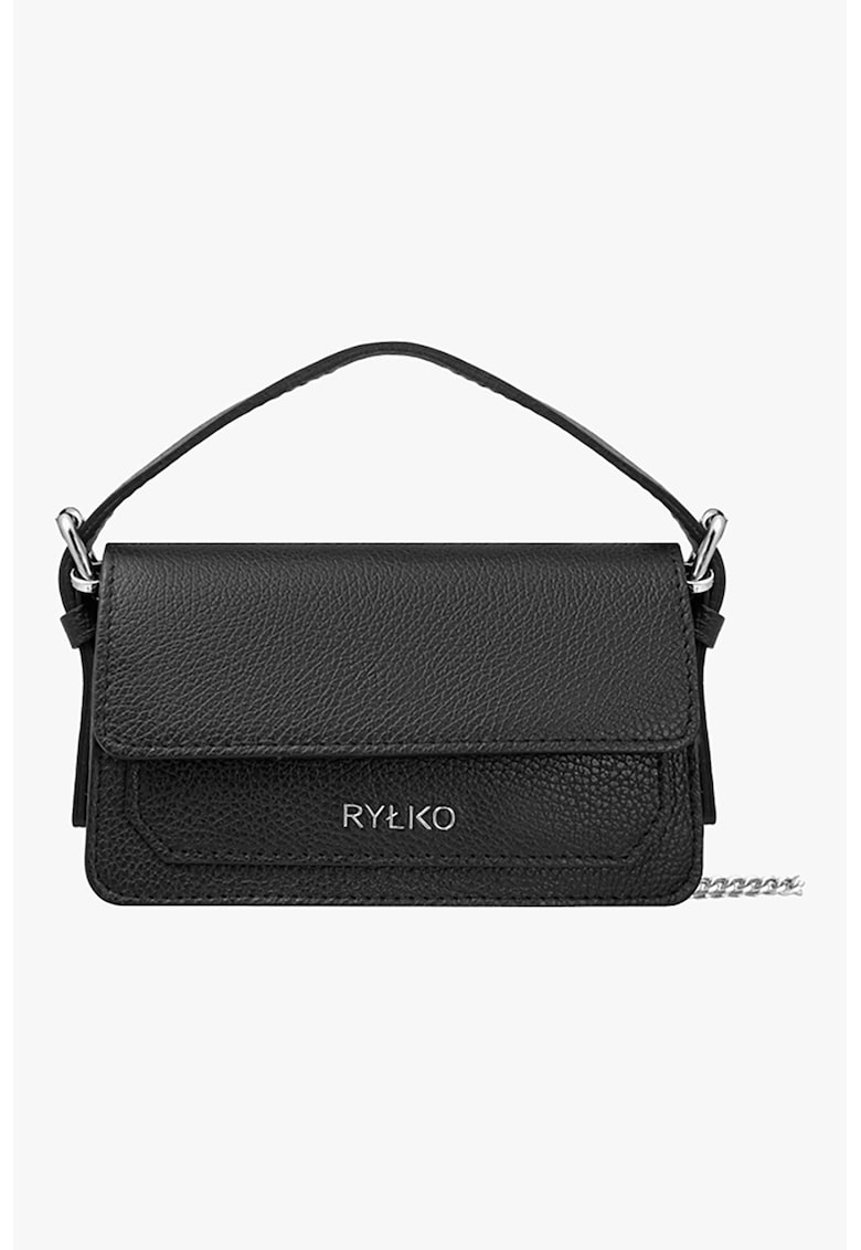 RYLKO - Geanta de piele cu bareta de umar si aspect texturat - Negru