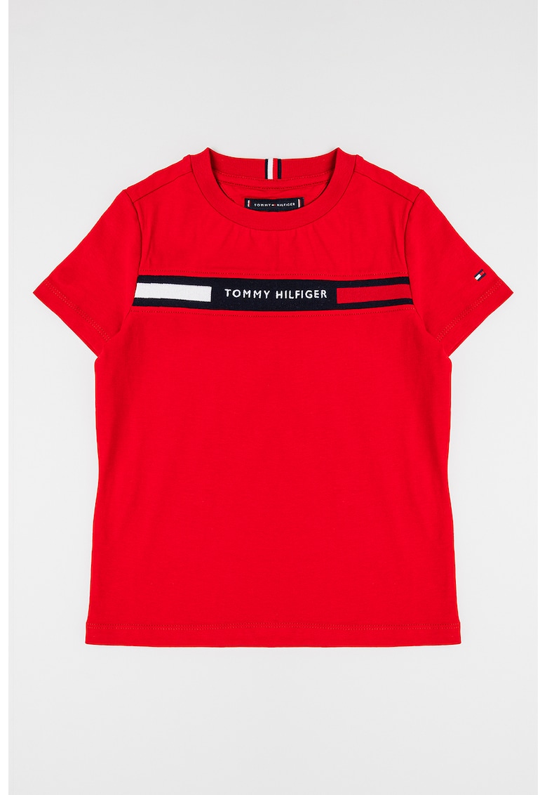 Tricou de bumbac cu imprimeu logo - Rosu vermillion