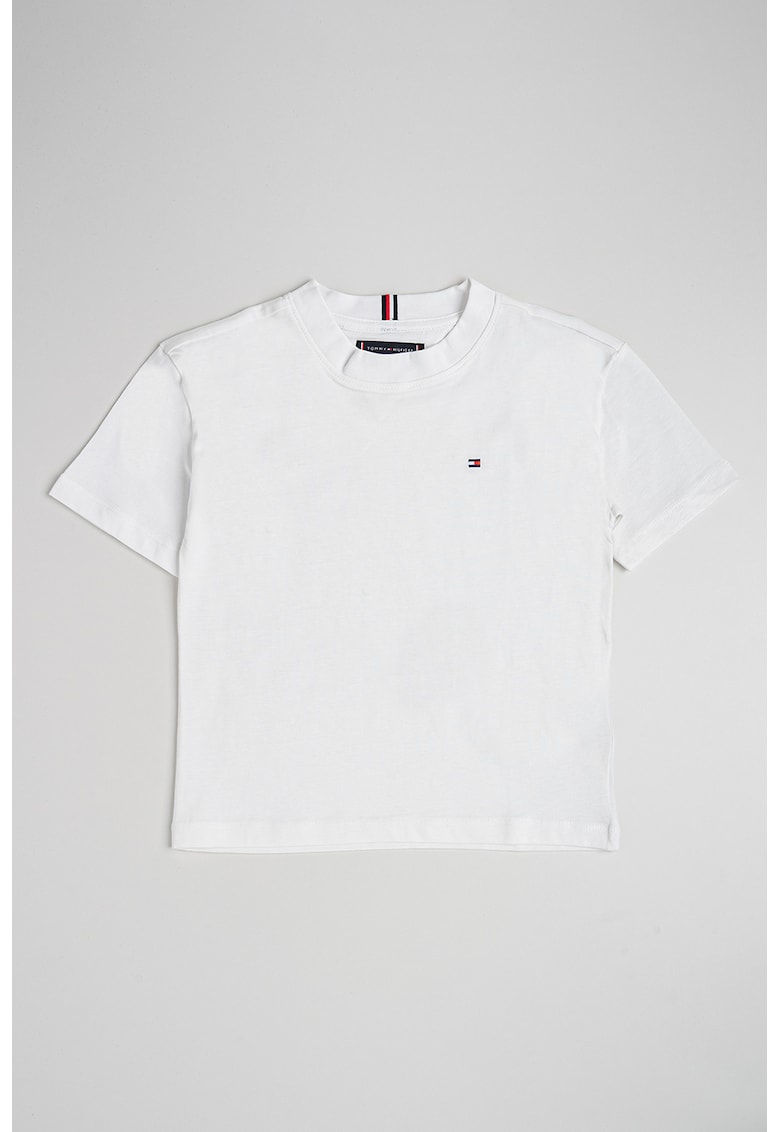 Tricou regular fit cu decolteu la baza gatului - Alb optic