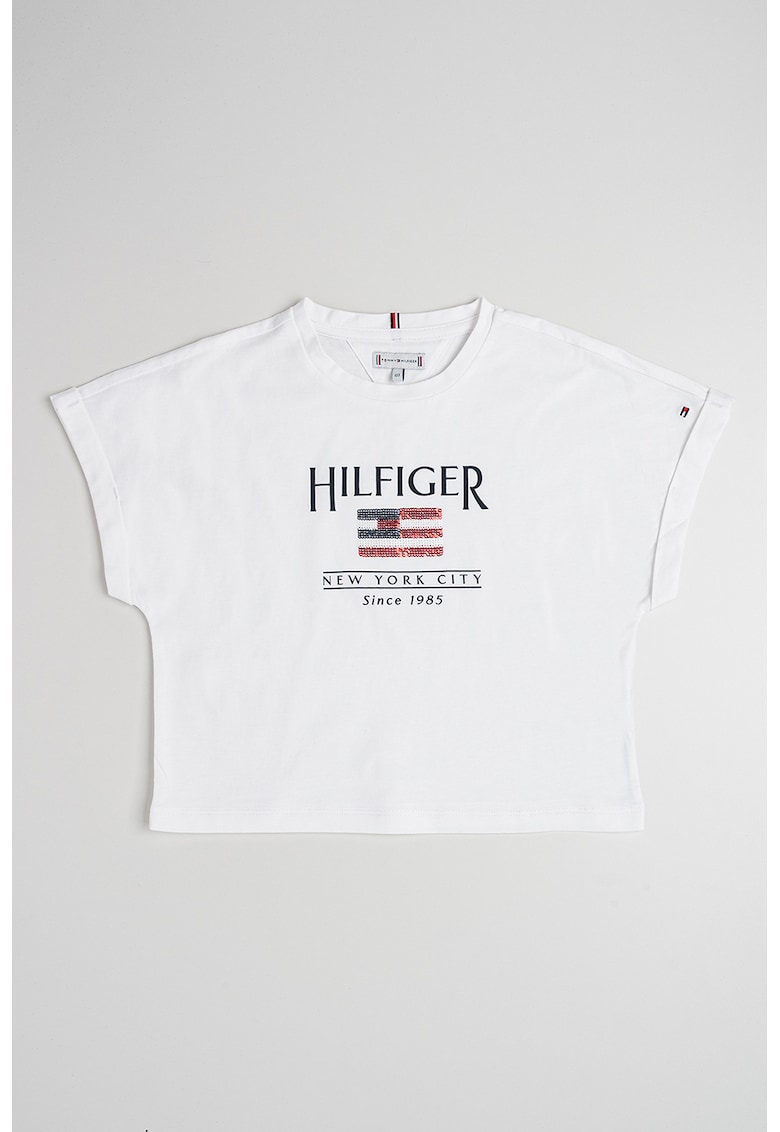 Tricou de bumbac cu imprimeu logo - Alb optic