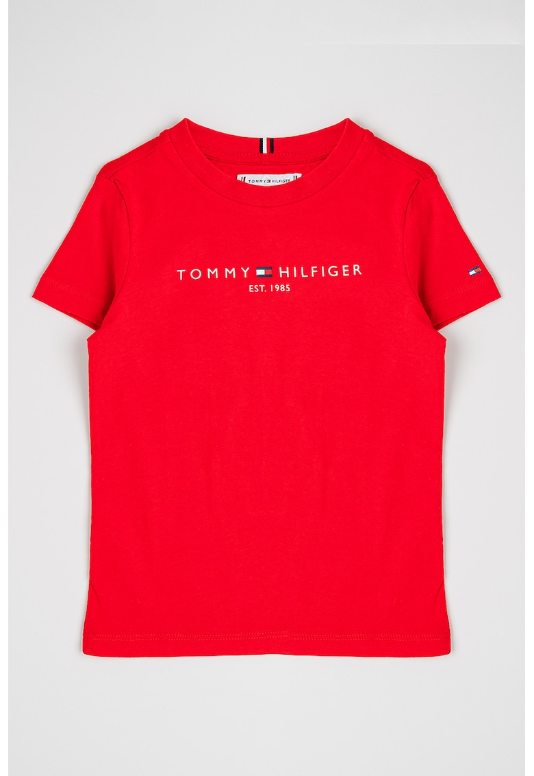 Tricou din bumbac organic cu imprimeu logo - Rosu vermillion