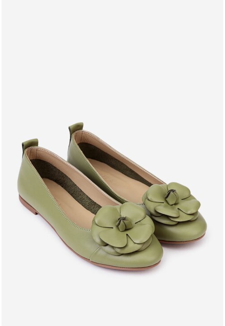 Balerini dama verzi cu ornament floare - Verde