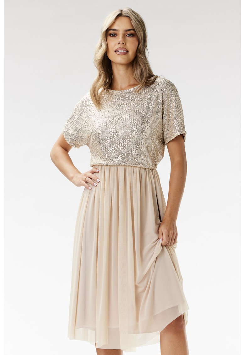 Rochie A689 - bej - poliester-elastan