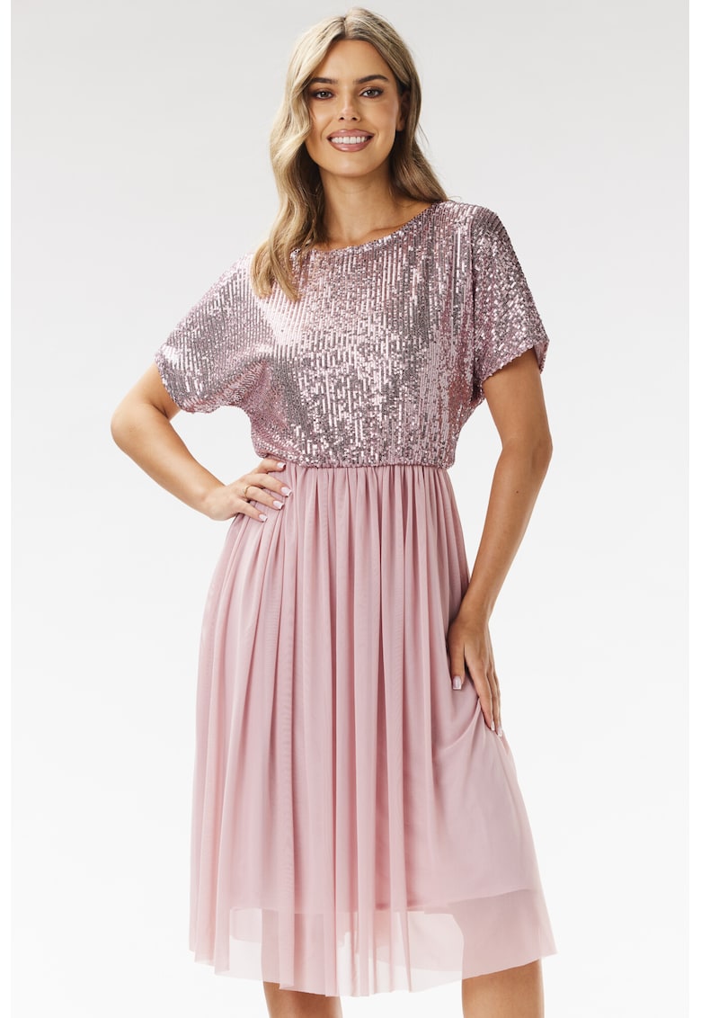 Rochie A689 - roz - poliester-elastan
