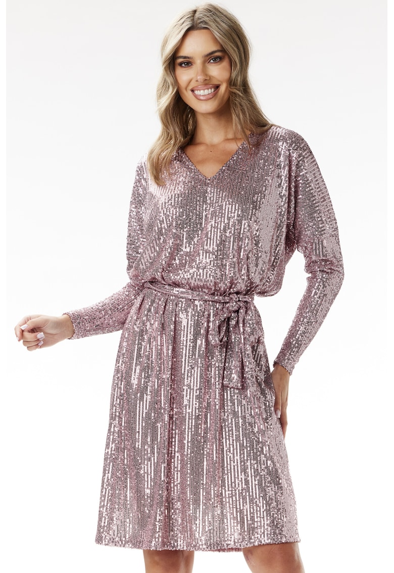 Rochie A690 - roz - poliester-elastan