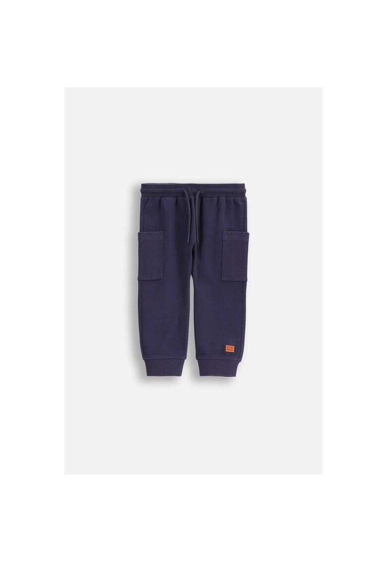 Pantaloni sport cu talie ajustabila si buzunare aplicate - Bleumarin