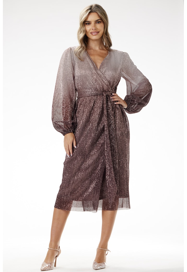 Rochie - A702 - paiete - maro - poliester