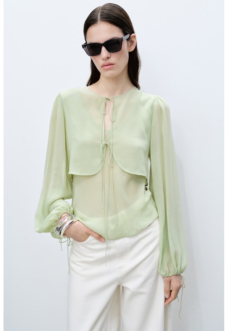 Bluza transparenta cu maneci lungi