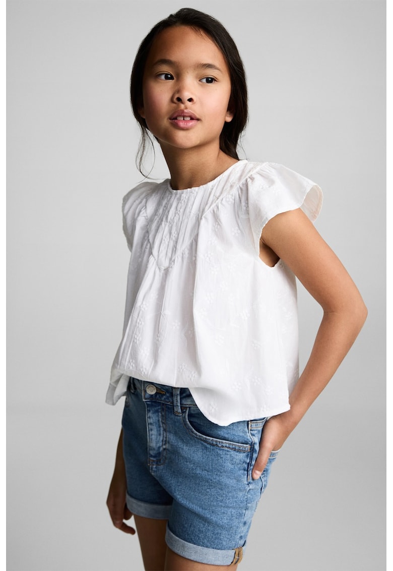 Blugi scurti cu croiala dreapta - Albastru prafuit