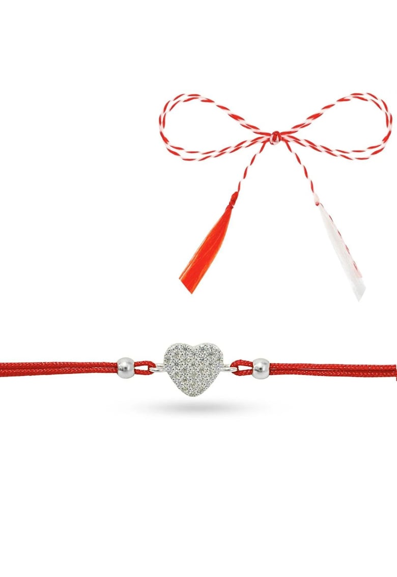 Martisor Premium din Argint - Bratara cu Inimioara cu cristale C1